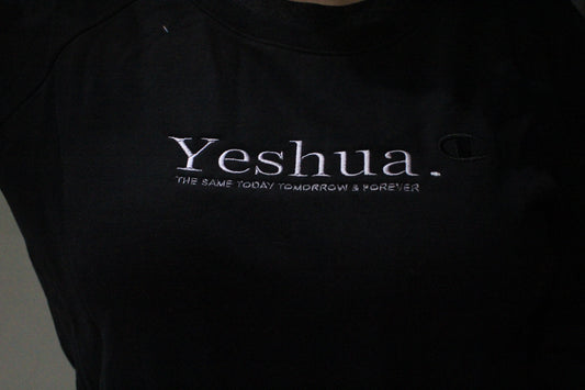 Embroidery "Yeshua" black crew neck